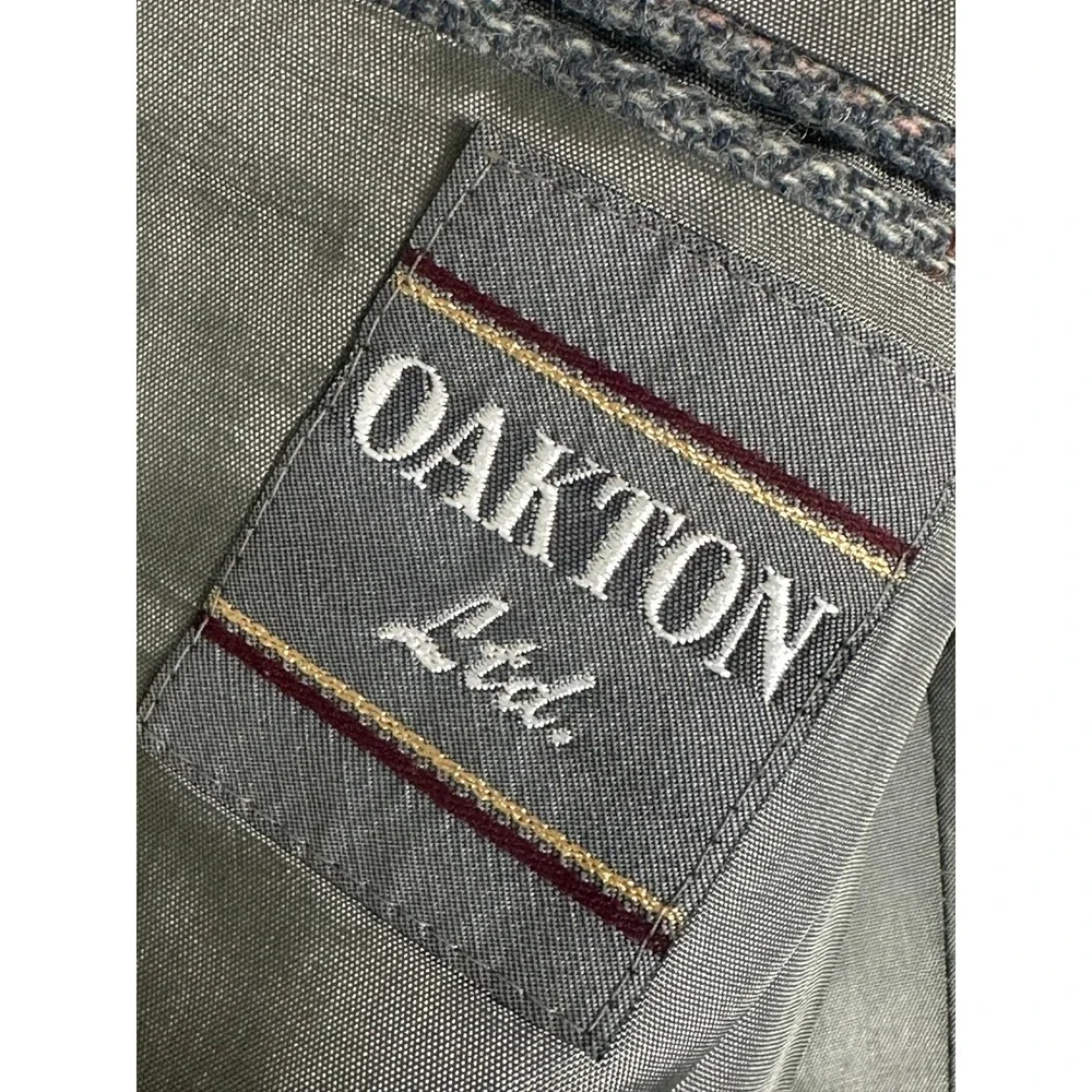 Vintage‎ Tweed Blazer Mens 44R Gray Herringbone Wool Oakton Windowpane USA